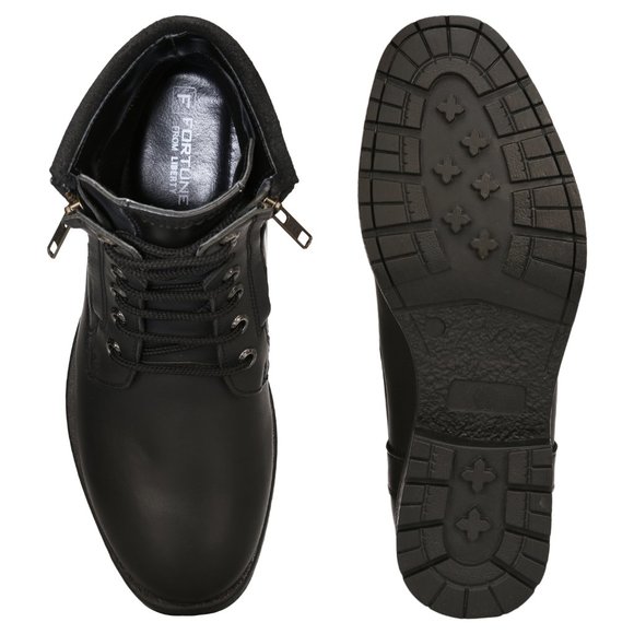 LIBERTYZENO Men's Black  Lace-Up Casual Boots - Picture 6 of 6